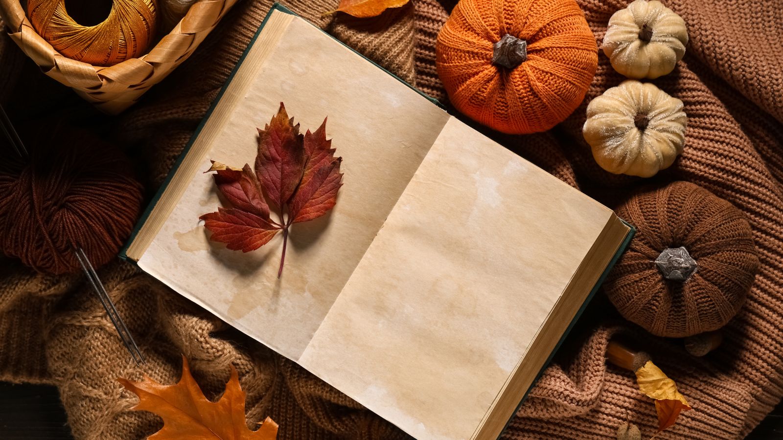 Ambiance automnale avec carnet et feuilles d’automne – atelier automne Claire Plantier